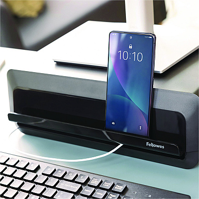 Fellowes Breyta Monitor Stand, 13.94" x 11.97" x 3.25" to 6", Black, Supports 33 lbs (FEL100098502)