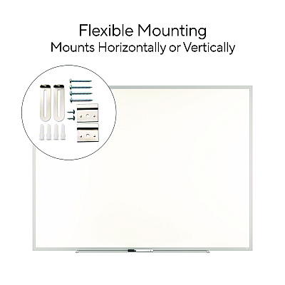 TRU RED Melamine Dry Erase Board, 48" x 36", White Surface, Gray/Natural Aluminum Frame (TR59354)