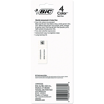 BIC 4-Color Multi-Color Ballpoint Pen, Retractable, Medium 1 mm, Assorted Ink, Assorted Barrels, 3/Pack (BICMMXP31AST)