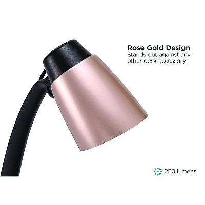 BLACK+DECKER Modern LED Desk Lamp, Black/Rose Gold (BLDVLED1814BD)