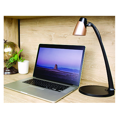 BLACK+DECKER Modern LED Desk Lamp, Black/Rose Gold (BLDVLED1814BD)