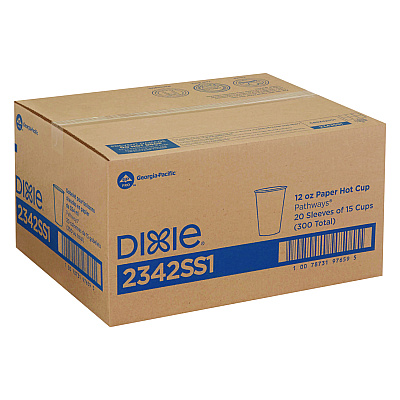 Dixie Pathways Paper Hot Cups, 12 oz, 15/Bag, 20 Bags/Carton (DXE2342SS1)