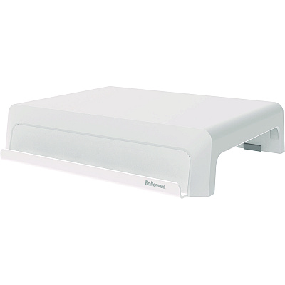 Fellowes Breyta Monitor Stand, 13.94" x 11.97" x 3.25" to 6", White, Supports 33 lbs (FEL100098565)