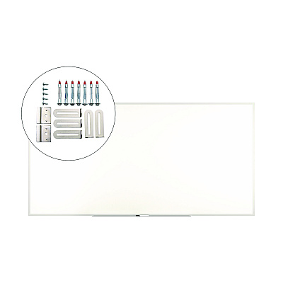 TRU RED Melamine Dry Erase Board, 96" x 48", White Surface, Gray/Natural Aluminum Frame (TR59351)