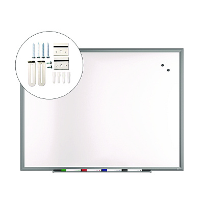 TRU RED Magnetic Porcelain Dry Erase Board, 48" x 36", White Surface, Gray/Natural Aluminum Frame (TR61185)