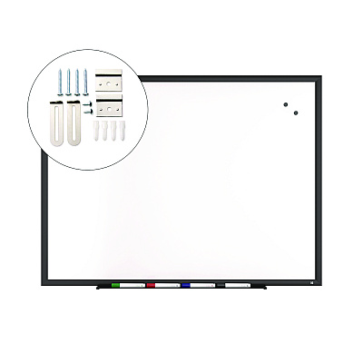 TRU RED Magnetic Porcelain Dry Erase Board, 48" x 36", White Surface, Black Aluminum Frame (TR61189)