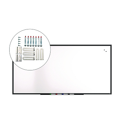 TRU RED Magnetic Porcelain Dry Erase Board, 96 x 48, White Surface, Black Aluminum Frame (TUDTR61191)