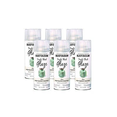 Rust-Oleum Specialty Triple Thick Glaze Spray Paint, High Gloss Clear, 12 oz Aerosol Can, 6/Carton (301416)