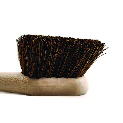 Boardwalk Utility Brush, Brown Palmyra Fiber Bristles, 5.5" Brush, 14.5" Tan Plastic Handle (BWK4120)