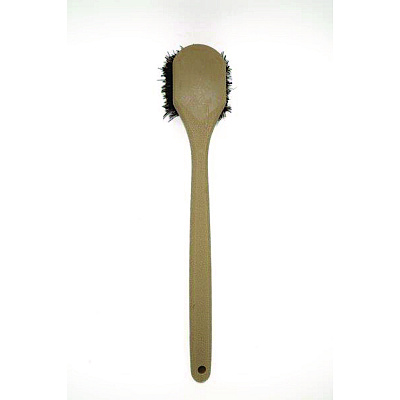 Boardwalk Utility Brush, Brown Palmyra Fiber Bristles, 5.5" Brush, 14.5" Tan Plastic Handle (BWK4120)