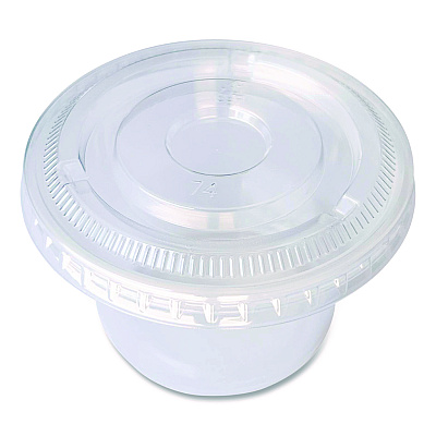Boardwalk Souffle/Portion Cup Lids, Fits 3.25 oz to 5.5 oz Portion Cups, Clear, 2,500/Pack (BWKPRTLID4)