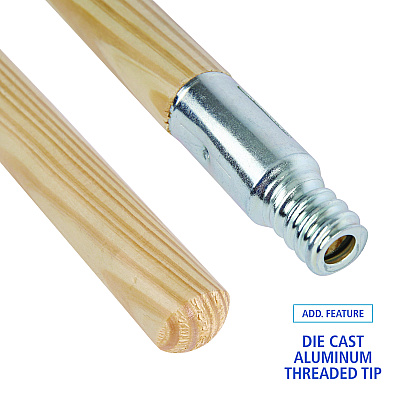 Boardwalk Metal Tip Threaded Hardwood Broom Handle, 0.94" dia x 60", Natural (BWK136)
