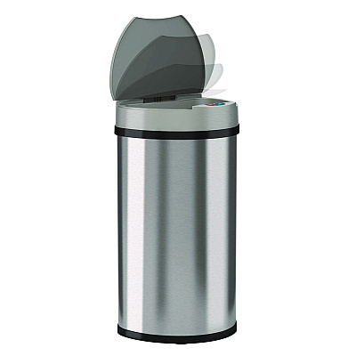 HLS Commercial Sensor Trash Can, Half-Round Cylinder, 13 gal, Plastic/Stainless Steel, Silver (HLMHLS13HX)