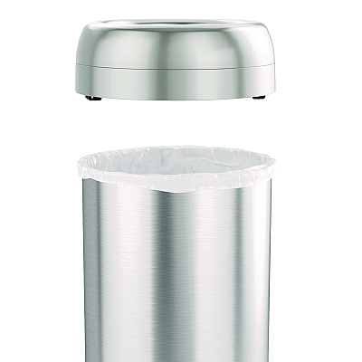 HLS Commercial Open Top Trash Can with Wheels, Round, 13 gal, Plastic/Stainless Steel, Silver (HLMHLS13STRM)