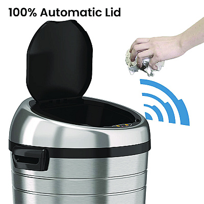 HLS Commercial Extra-Large Sensor Trash Can with Wheels, 18 gal, Plastic/Stainless Steel (HLMHLS18RC)