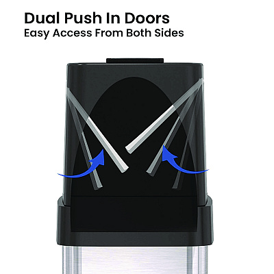 HLS Commercial Dual Push Door Trash Can, 24 gal, Stainless Steel, Silver/Black (HLMHLS24DPO)