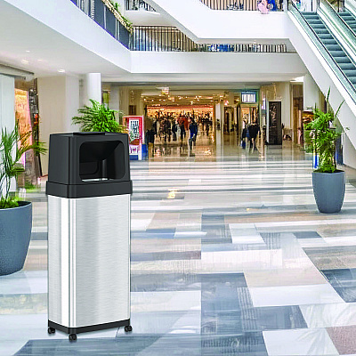 HLS Commercial Dual Push Door Trash Can, 24 gal, Stainless Steel, Silver/Black (HLMHLS24DPO)