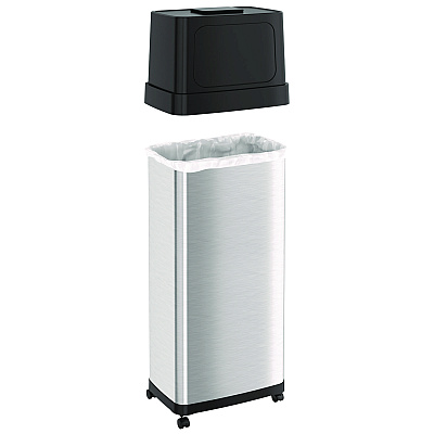 HLS Commercial Dual Push Door Trash Can, 24 gal, Stainless Steel, Silver/Black (HLMHLS24DPO)