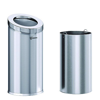 HLS Commercial Beveled Open Top Trash Can, 15 gal, Stainless Steel, Silver (HLMHLSC04G15A)