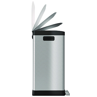 HLS Commercial Step Pedal Trash Can and Recycle Bin, 16 gal, Plastic/Stainless Steel, Silver (HLMHLSS16R)
