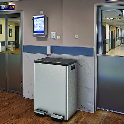 HLS Commercial Fire-Resistant Step Pedal Trash Can and Recycle Bin, 16 gal, Plastic/Stainless Steel, Silver (HLMHLSS16RFR)