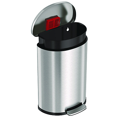 HLS Commercial Step Pedal Trash Can, 13 gal, Half-Round Plastic/Stainless Steel, Silver (HLMHLSS13D)