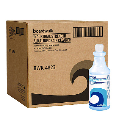 Boardwalk Industrial Strength Alkaline Drain Cleaner, 32 oz Bottle, 12/Carton (BWK4823)