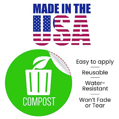 HLS Commercial Vinyl Decals, Compost, 4" Diameter, Green/White, 3/Pack (HLMHLSKERCCOMP3)