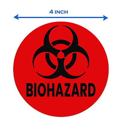 HLS Commercial Vinyl Decals, Biohazard, 4" Diameter, Red/Black, 3/Pack (HLMHLSKERHAZ3)