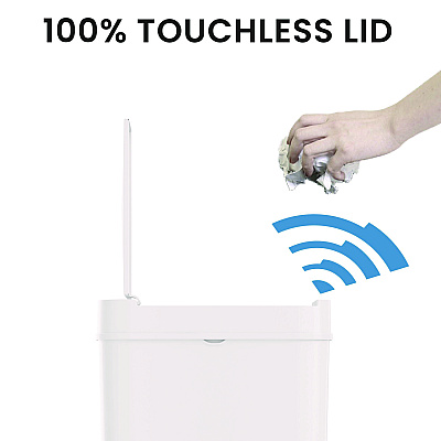 HLS Commercial Plastic Sensor Trash Can, 3 gal, Plastic, White (HLMHLSSP03WW)