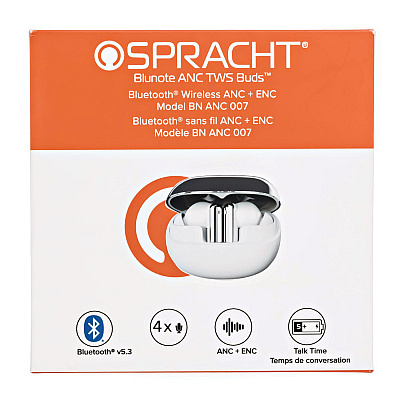 Spracht Blunote Earbuds, Silver/White (BNANC007)