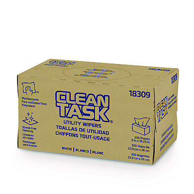 Sellars Absorbent Materials Absorbent Materials Absorbent Materials Clean Task Utility Wipers, 1-Ply, 9 x 10.25, White, 250 Sheets/Box, 24 Boxes/Carton (SLR18309)