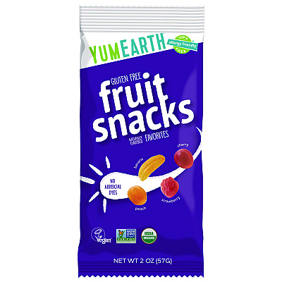 YumEarth Organic Fruit Snacks, Assorted Flavors, 2 oz Bag, 12/Carton (GRR22002288)