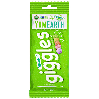 YumEarth Organic Sour Giggles, Assorted Flavors, 2 oz Bag, 12/Carton (GRR22002290)