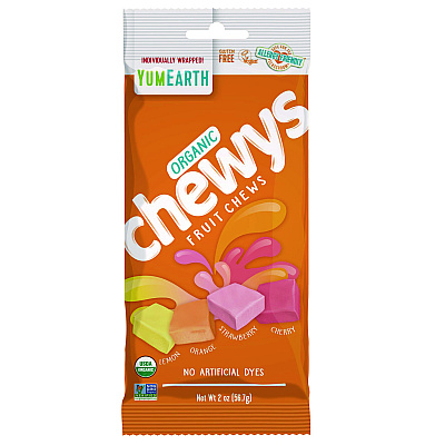 YumEarth Organic Chewys, Assorted Flavors, 2 oz Bag, 12/Carton (GRR22002291)