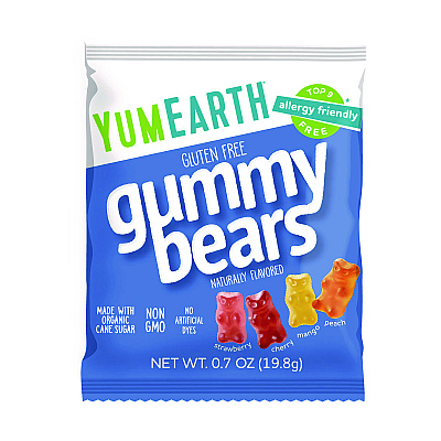 YumEarth Gummy Bears, Assorted Flavors, 0.7oz Bag, 35/Carton (GRR22002292)
