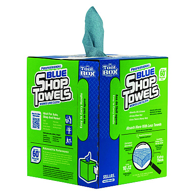Sellars Absorbent Materials Absorbent Materials Absorbent Materials TOOLBOX Blue Shop Towels, 1-Ply, 10 x 12, Blue, 200 Sheets/Box, 4 Boxes/Carton (SLR55202)