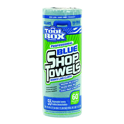 Sellars Absorbent Materials Absorbent Materials Absorbent Materials TOOLBOX Blue Shop Towels, 1-Ply, 11 x 9.4, Blue, 55 Sheets/Roll, 30 Rolls/Carton (SLR54400)