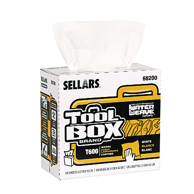 Sellars Absorbent Materials Absorbent Materials Absorbent Materials TOOLBOX WaterWeave T600 Wipers, 1-Ply, 8.27 x, 16.5, White, 126 Sheets/Box, 10 Boxes/Carton (SLR68200)