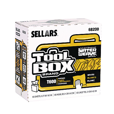 Sellars Absorbent Materials Absorbent Materials Absorbent Materials TOOLBOX WaterWeave T600 Wipers, 1-Ply, 8.27 x, 16.5, White, 126 Sheets/Box, 10 Boxes/Carton (SLR68200)
