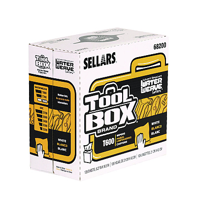 Sellars Absorbent Materials Absorbent Materials Absorbent Materials TOOLBOX WaterWeave T600 Wipers, 1-Ply, 8.27 x, 16.5, White, 126 Sheets/Box, 10 Boxes/Carton (SLR68200)
