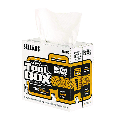 Sellars Absorbent Materials Absorbent Materials Absorbent Materials TOOLBOX WaterWeave T700 Wipers, 1-Ply, 8.27 x 16.5, White, 100 Sheets/Box, 8 Boxes/Carton (SLR78200)