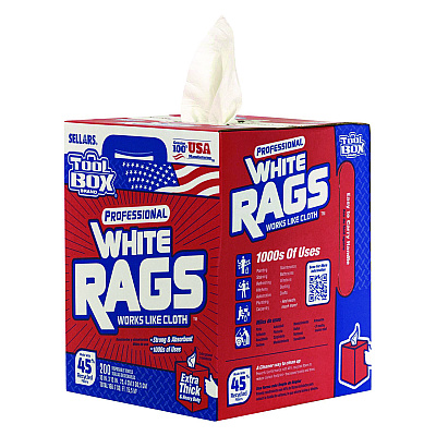 Sellars Absorbent Materials Absorbent Materials Absorbent Materials TOOLBOX White Rags, 1-Ply, 9.8 x 12, White, 200 Sheets/Box, 6 Boxes/Carton (SLR58202)
