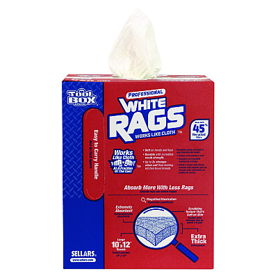 Sellars Absorbent Materials Absorbent Materials Absorbent Materials TOOLBOX White Rags, 1-Ply, 9.8 x 12, White, 200 Sheets/Box, 6 Boxes/Carton (SLR58202)