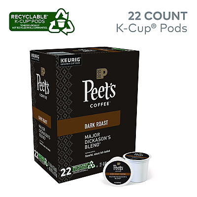 Peet's Coffee Major Dickason's Blend K-Cups, Regular, 88/Carton (GMT6547CT)