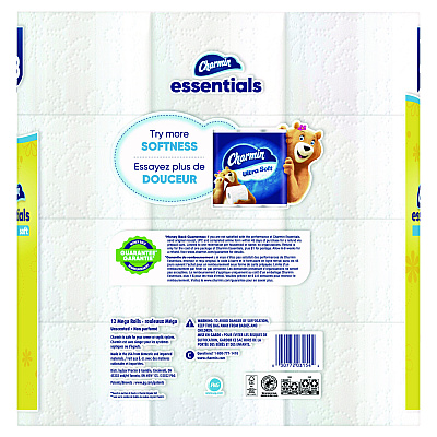 Charmin Essentials Soft Bathroom Tissue, Septic Safe, 2-Ply, White, 330 Sheets/Roll, 12 Rolls/Carton (PGC03154)