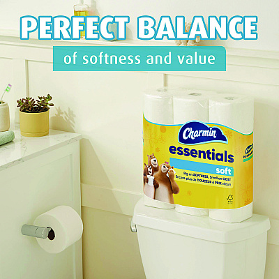 Charmin Essentials Soft Bathroom Tissue, Septic Safe, 2-Ply, White, 330 Sheets/Roll, 12 Rolls/Carton (PGC03154)