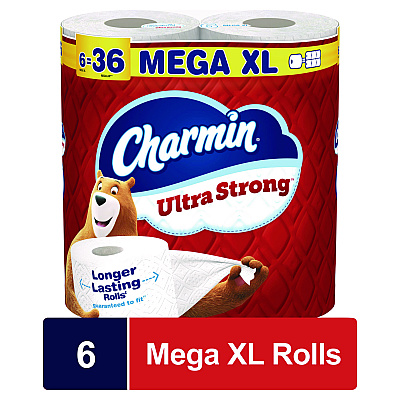 Charmin Ultra Strong Bathroom Tissue, Septic Safe, 2-Ply, White, 330 Sheets/Roll, 6 Rolls/Pack, 3 Packs/Carton (PGC13449)