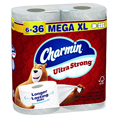 Charmin Ultra Strong Bathroom Tissue, Septic Safe, 2-Ply, White, 330 Sheets/Roll, 6 Rolls/Pack, 3 Packs/Carton (PGC13449)