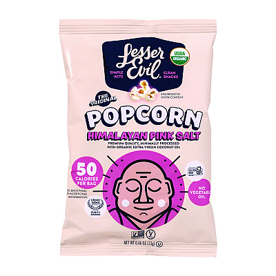LesserEvil Himalayan Pink Salt Organic Popcorn, Salt, 0.46 oz Bag, 24/Carton (GRR22001053)